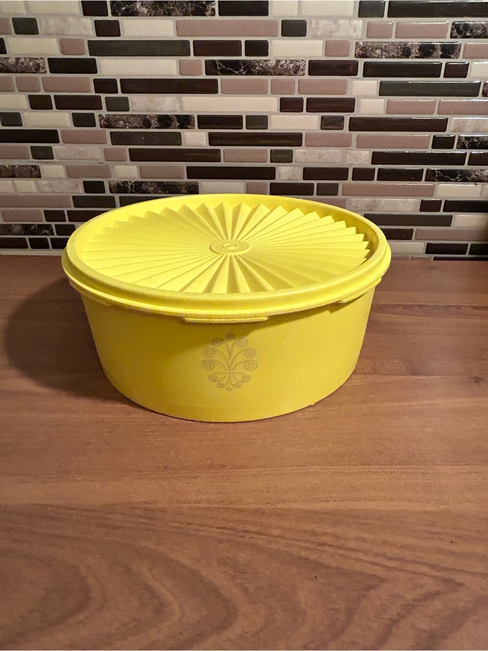 Vintage Tupperware Servalier Yellow Food Storage Container